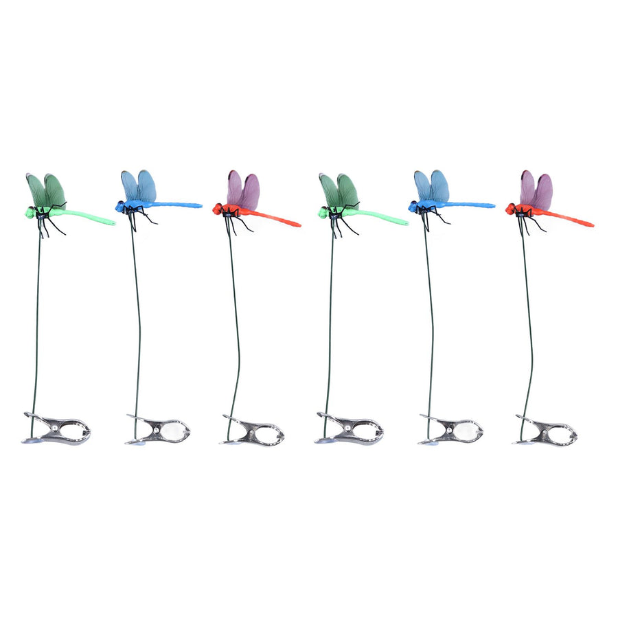 Dragonfly Clip Fake Dragonfly Pole Clips Natural Organic Concept 3D Dragonfly Garden Decor for Family Garden Potted Flowers Lawn House Statue 6Pcs