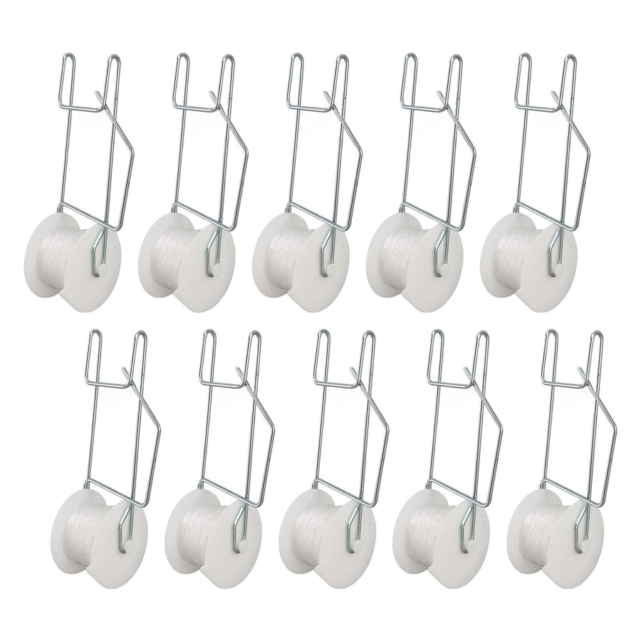 10pcs Tomato Roller Hooks Galvanized Steel Wire PP Heat Resistant Space Saving 15m Twine Vine Crop Trellis Roller Hooks for Cucumber Loofah Grapes
