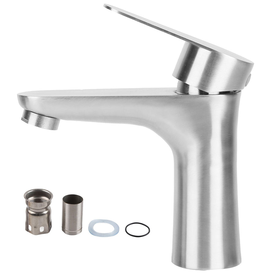 Stainless Steel Hot Cold Faucet Mixer Water Tap Sink Faucet with Single Handle for Bathroom Use
