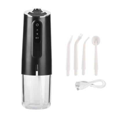240ml Portable Oral Irrigator 3‑Mode USB Rechargeable Water Dental Floss Waterproof Tooth Cleaner with 1 NozzleBlack