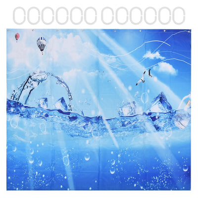 Shower Curtain Polyester Fiber Waterproof Colorful Printing with 12pcs Hook for Home Bathroom180x 200cm