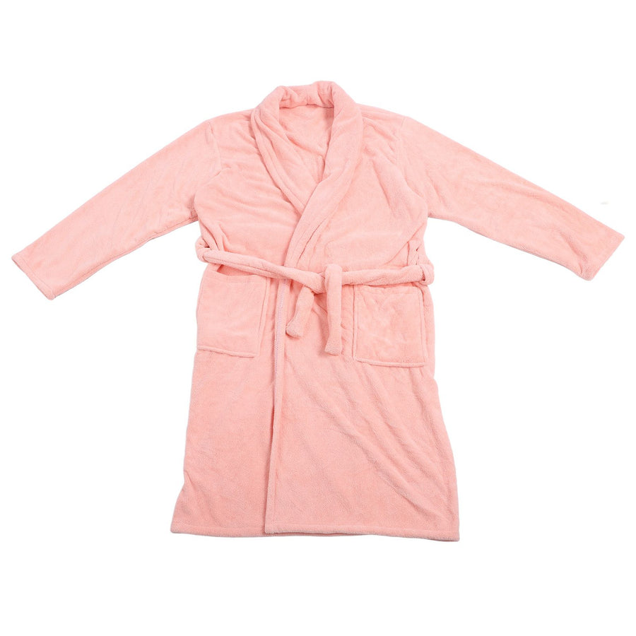 Bathrobe Coral Velvet Thicken Soft Water Absorbent Warm Belt Design Couple Bathrobe for Home Hotel Pink