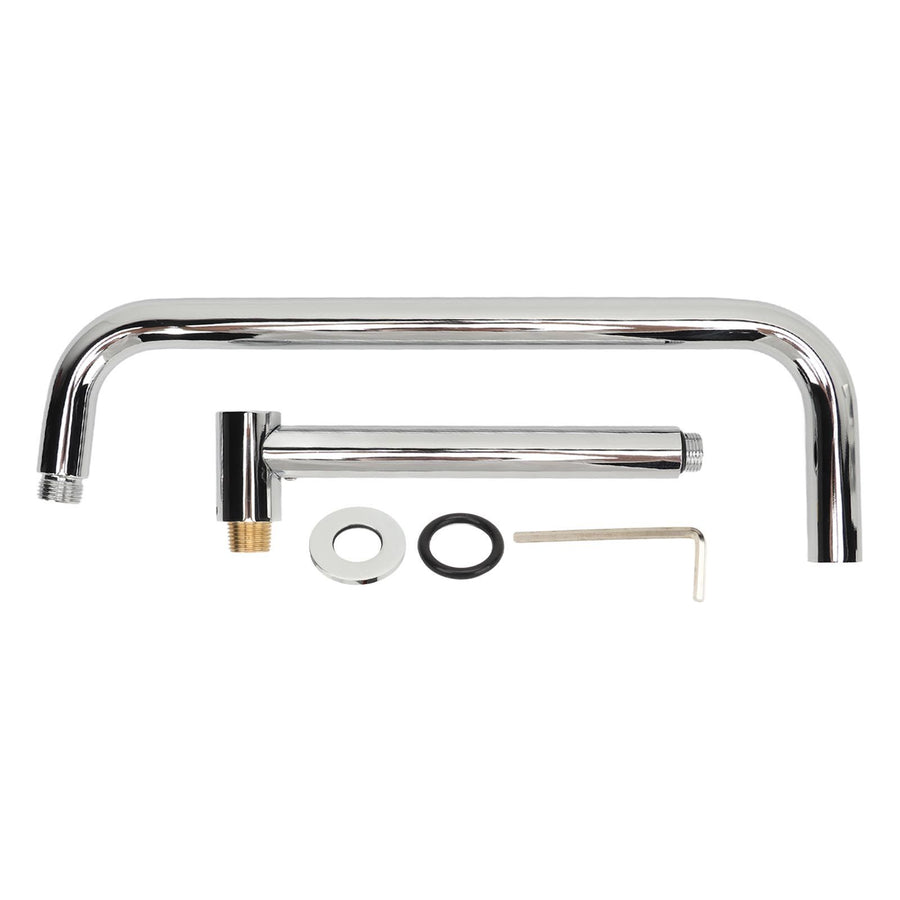 Shower Head Extension with Flange S Shape Shower Arm Wall Mount Rotatable Stainless Steel Shower Pipe for Bathroom Electroplate