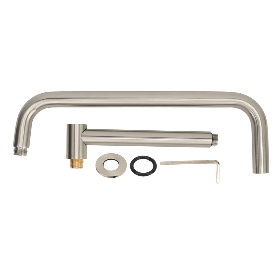 Shower Head Extension with Flange S Shape Shower Arm Wall Mount Rotatable Stainless Steel Shower Pipe for Bathroom Brushed