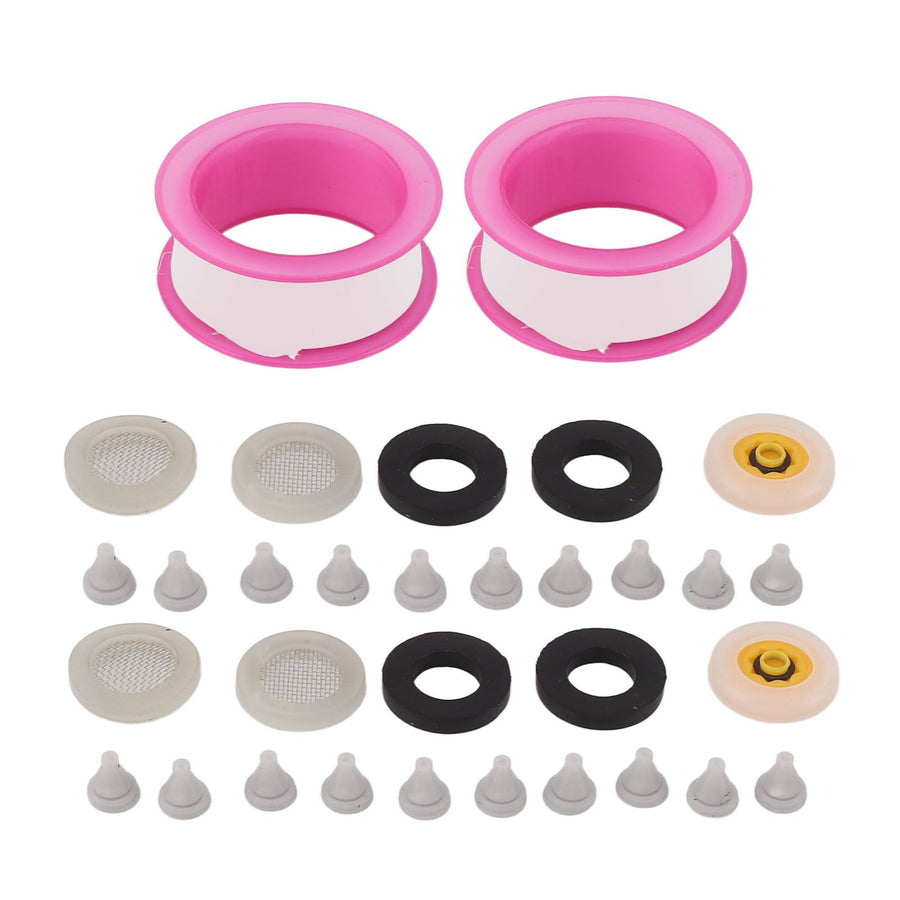 2 Set Silicone Shower Head Nozzles with Rubber Gasket Screen Flow Restrictor PTFE Tape Kit