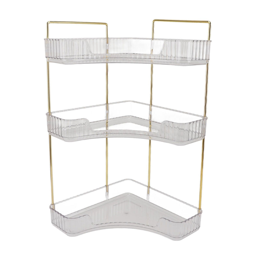 3 Tier Makeup Shelf Organizer Easy Access Aesthetic Corner Bathroom Countertop Organizer for Cosmetics Skincare Transparent