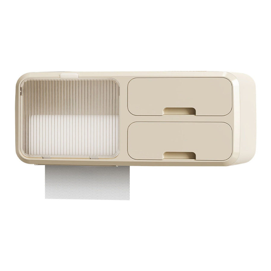 Drill Free Bathroom Tissue Storage Box Waterproof Bathroom Toilet Paper Holder Wall Mounted Toilet Paper Organizer Beige