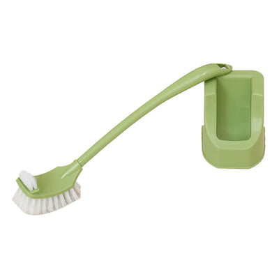 Toilet Brush Set Plastic Double Sided Brush Head Toilet Scrubber Holder Set for Home Hotel Bedroom Green