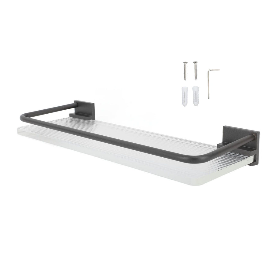 30cm Bathroom Wall Mounted Shelf Space Aluminum Acrylic Towel Rack Bathroom Storage Rack Grey