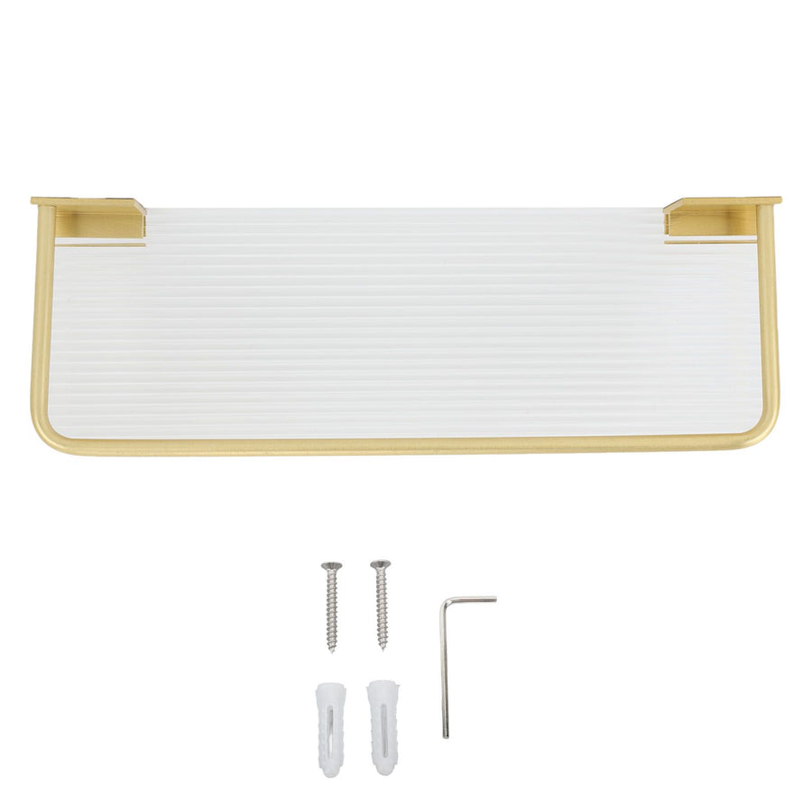 Floating Shelf Space Aluminum Acrylic Wall Mounted Decorative Storage Shelf for Kitchen Bathroom Living Room Bedroom Gold