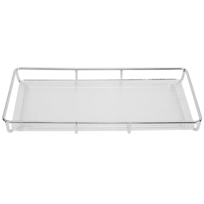 Bathroom Countertop Tray Stainless Steel Acrylic Modern Minimalist Design Space Saving Bathroom Storage Shelf Vanity Tray for Cosmetics Living Goods Silver Single Layer Large Size