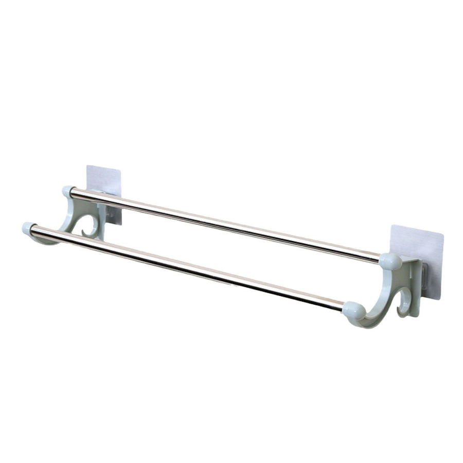 Double Towel Bar Plastic Stainless Steel Bath Towel Rack for Bathroom Double Towel Holder Wall Mount Towel Hanger Green