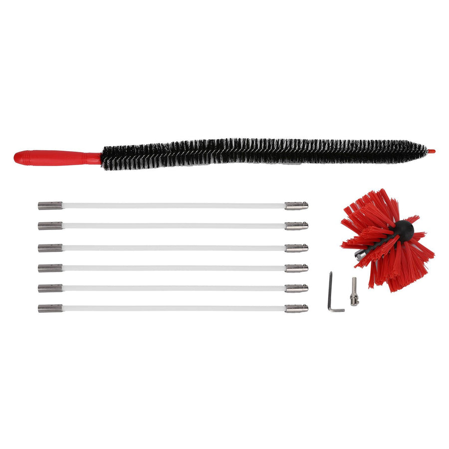 Chimney Brush Press Type Durable Nylon Soft Durable Small Size Inner Wall Cleaning Brush(Black New 410mmx 6 Rod A HEX Pole)