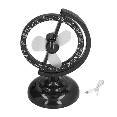 USB Fan Black Mini 90 Degree Free Rotation Strong Wind Cooling Equipment for Home Desk Office Table