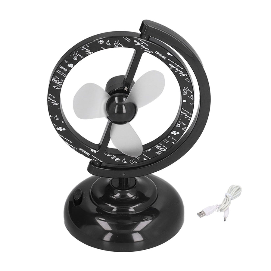 USB Fan Black Mini 90 Degree Free Rotation Strong Wind Cooling Equipment for Home Desk Office Table