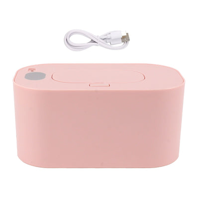 Wipe Warmer Wet Wipe Dispenser USB Powered Constant Temperature Large Capacity with Display Wipe Heater for Infants Pink