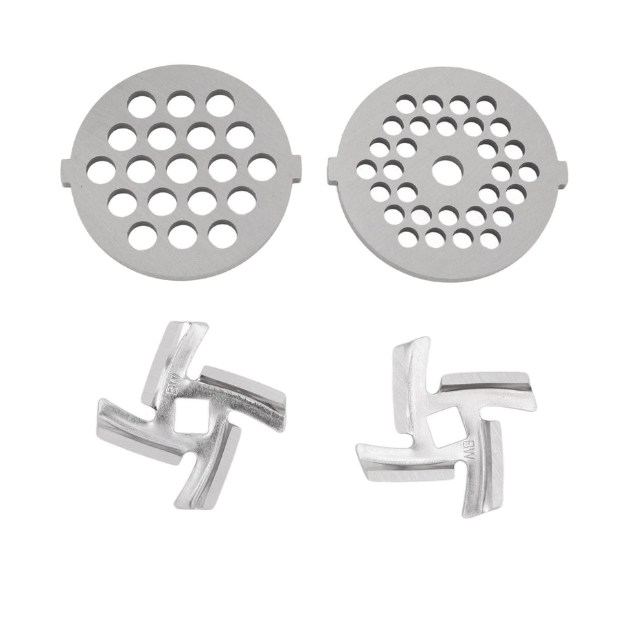 Stainless Steel Meat Grinder Plate Discs Grinding Blades for Food Grinder Attachment 2 Sharp Blades 2 Cutting Plates