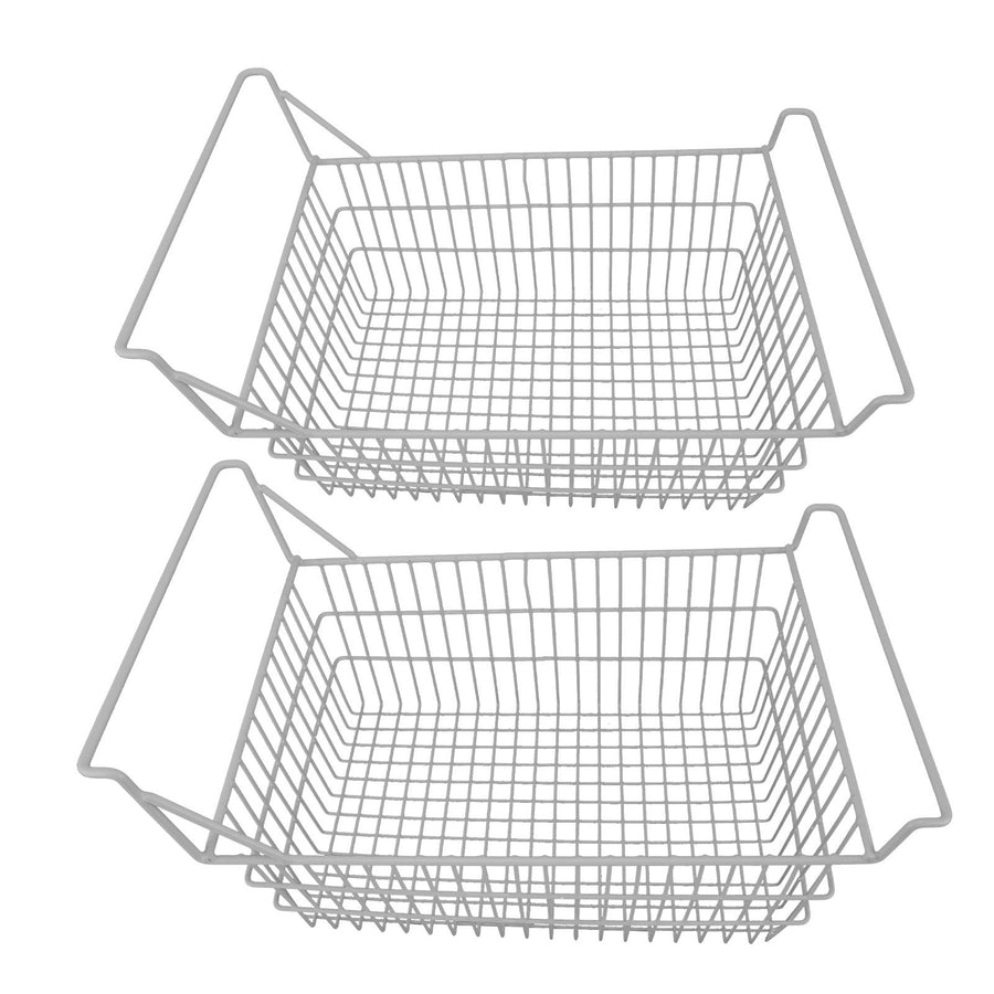 2pcs Freezer Baskets for Chest Freezer Household Wire Storage Basket Bins Organizer with High Low Handles for Kitchen Pantry Cabinet 50x24cm / 19.7x9.4in