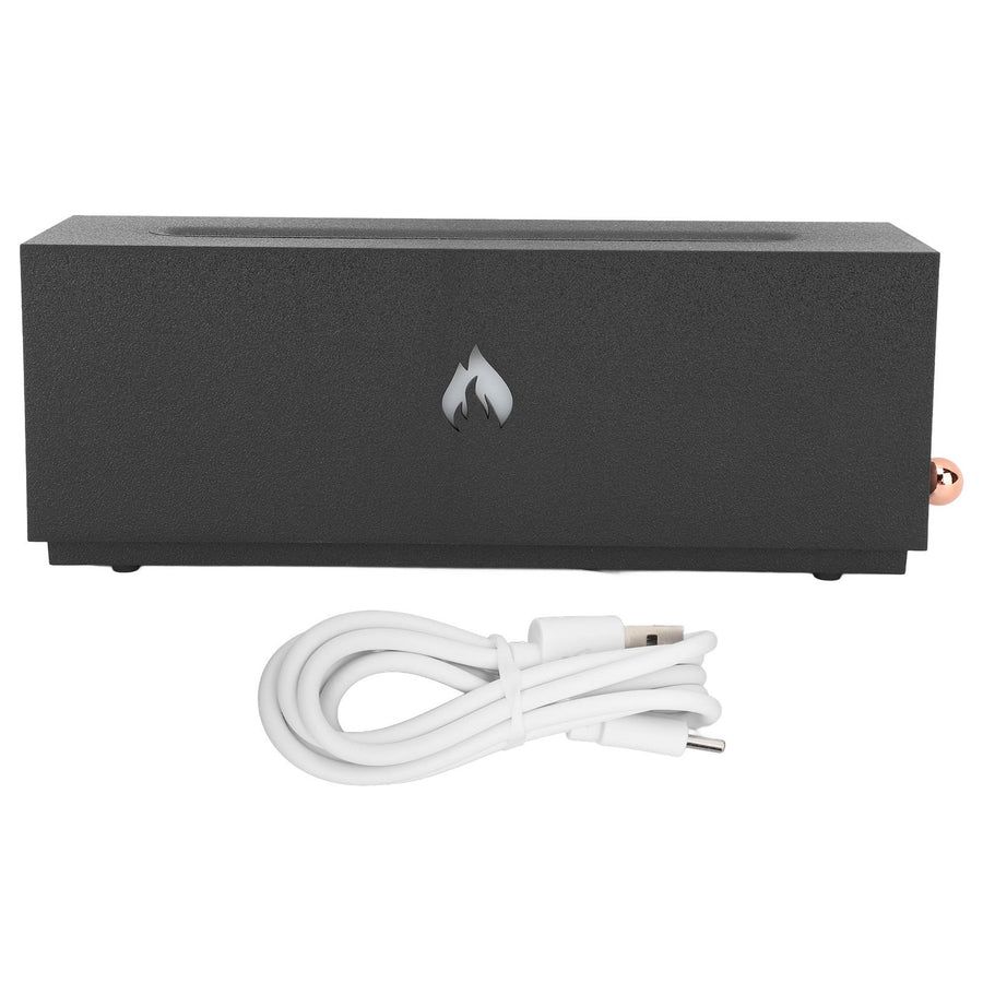 Flame Air Diffuser 3D Fireplace Appearance Multi Colored Fire Automatic Power Off Protection 320ml Silent Flame Mist Air Humidifier for Bedroom Office Black