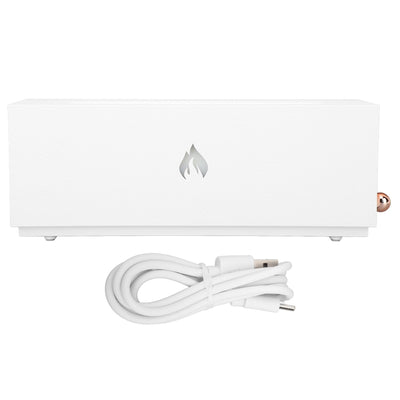 Flame Air Diffuser 3D Fireplace Appearance Multi Colored Fire Automatic Power Off Protection 320ml Silent Flame Mist Air Humidifier for Bedroom Office White