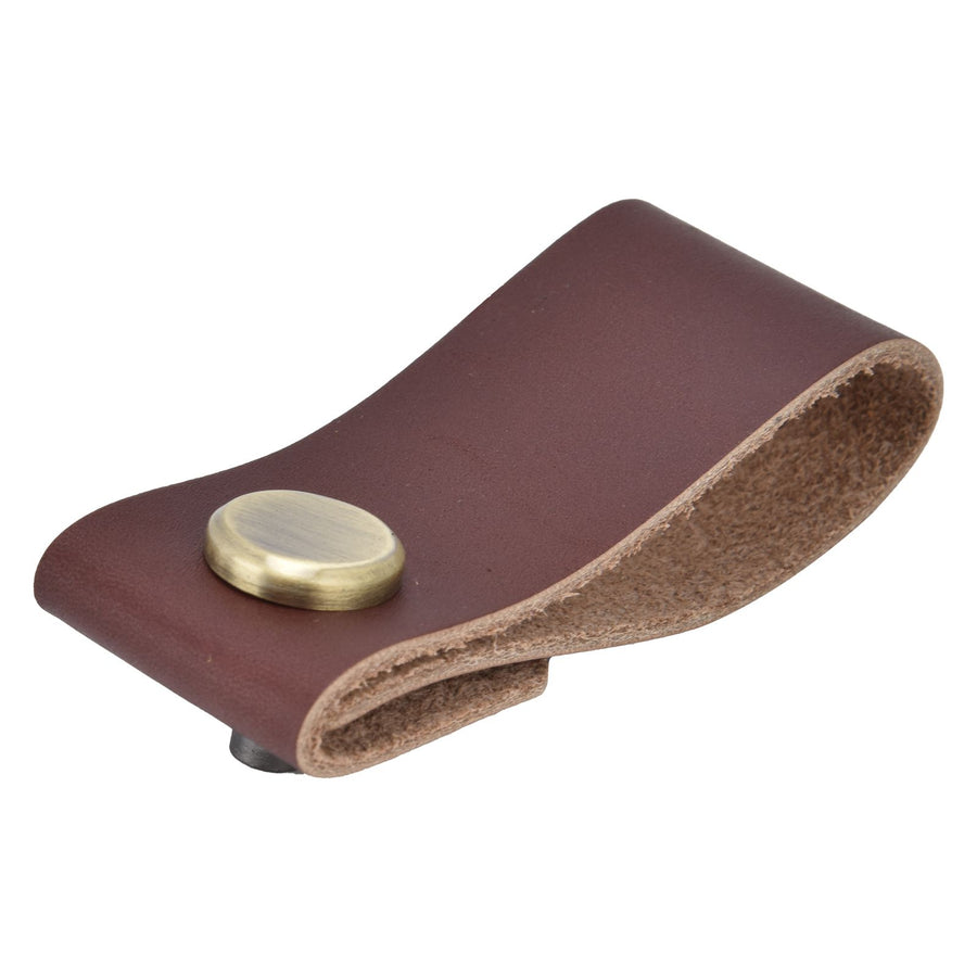 Artificial Leather Luggage Handle Modern Single Hole Concealed Cabinet Pull for Door WardrobeDark Brown