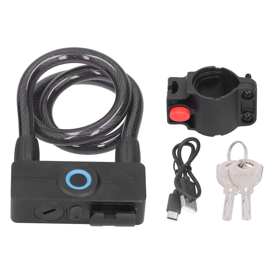 3.7V Lithium Battery Portable Fingerprint Bicycle Lock Bluetooth Intelligent Chain Lock for Motorcycle Mountain Bike