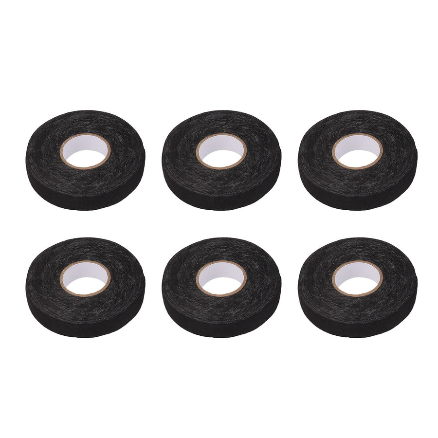 6pcs Cloth Tape Black Noise Damping Heat Proof Shock Absorbing Wear Proof Flame Retardant 19mmx25m Wire Harness Wrapping Tape for Car Engine