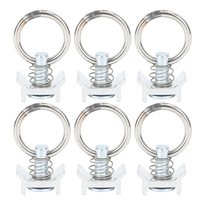 6PCS Single Stud Fitting L Track with Round Ring Stainless Steel Aluminum Cargo Control Stud Tie Down Fitting for Airline Track Logistic Installation