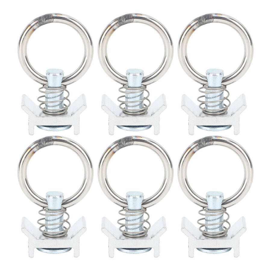 6PCS Single Stud Fitting L Track with Round Ring Stainless Steel Aluminum Cargo Control Stud Tie Down Fitting for Airline Track Logistic Installation