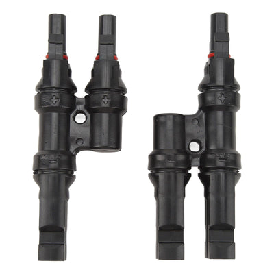 Solar Branch Connectors 3 Way T Type 1 to 2 Connector for Parallel Connection Between Solar Panels IP67 Waterproof