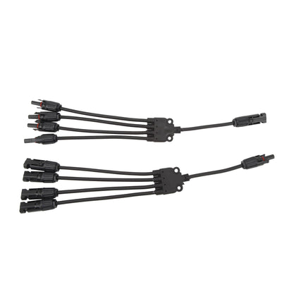 Solar Connectors 1 to 4 Y Branch Parallel Adapter Cable Wire Plug Tool Kit for Solar Panel