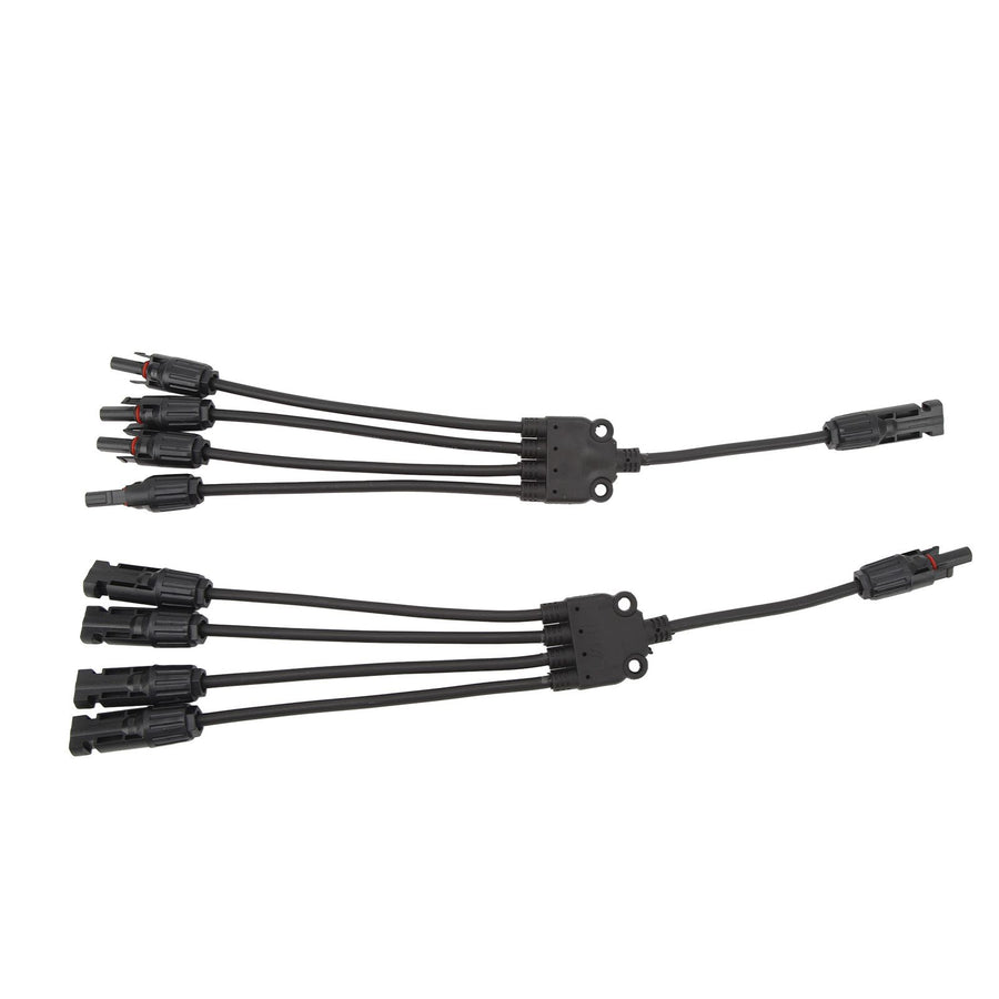 Solar Connectors 1 to 4 Y Branch Parallel Adapter Cable Wire Plug Tool Kit for Solar Panel