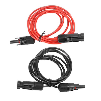 2m 6.6ft 12AWG Solar Panel Extension Cable Wire with Female and Male Connector Red Black 2.5mm²