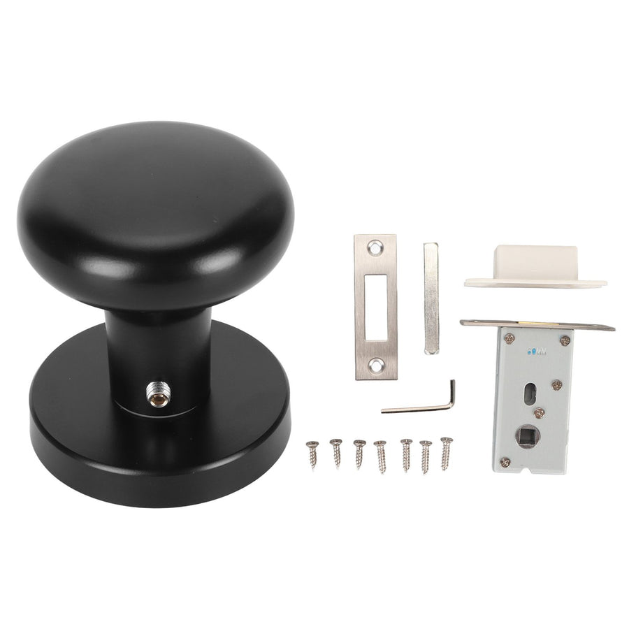 Door Knob Black Round Handle Keyless Locking Zinc Alloy Privacy Function Easy Install Interior Ball Handle for Bedroom Bathroom