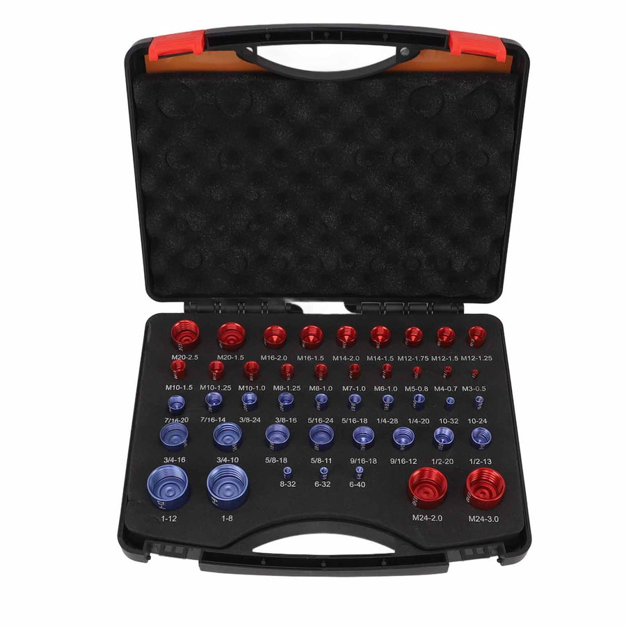44pcs Nut and Bolt Thread Checker Red Blue Nut and Bolt Size Gauge Inch Metric Nut and Bolt Identifier Gauge Set