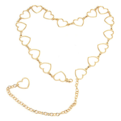 Waist Chain Belt Metal Shiny Rhinestones Golden Love No Allergies All Match Gold Chain Belt for Shorts Suits Shirts Dresses