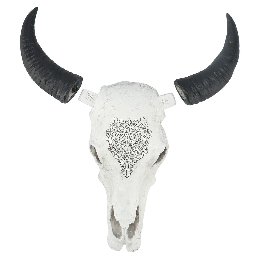 Resin Bull Head Wall Hanging Decoration Long Horn Animal Sculpture Background Wall Home Ornament