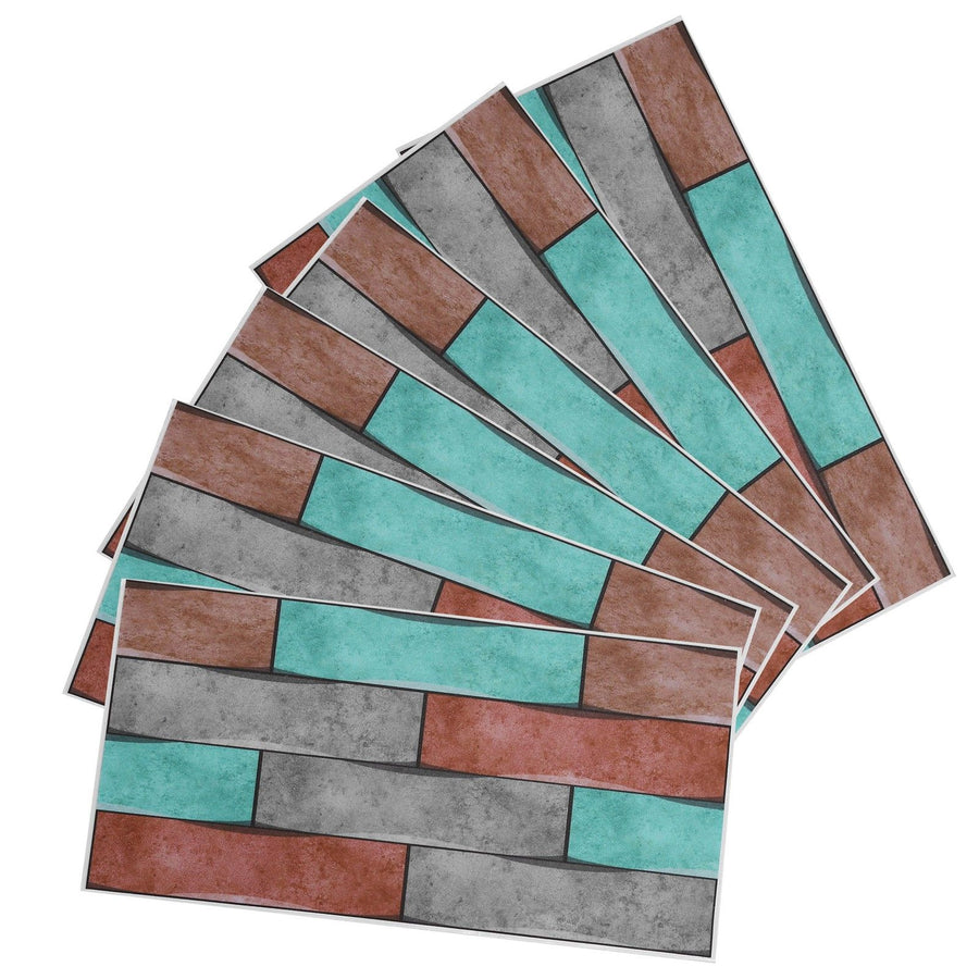 6Pcs Colorful Brick Pattern Wall Sticker Waterproof Self‑Adhesive Wallpaper Home Decoration