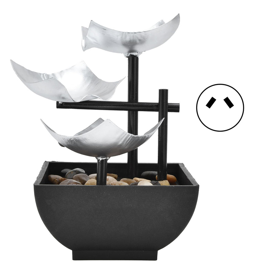 Indoor 3 Tier Relaxing Tabletop Fountain Flowing Water Ornament for Home Office Craft DecorationAU Plug AC220-240V