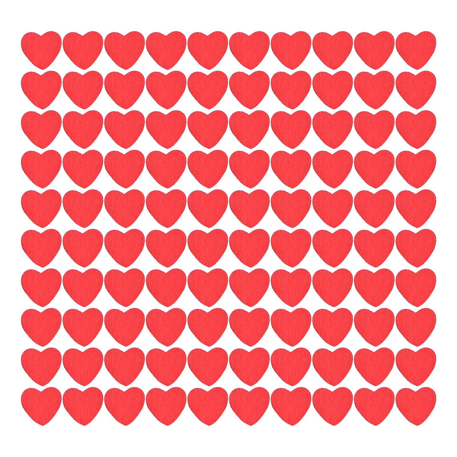 100Pcs Red Wooden HeartShaped Ornament SelfAdhesive DIY Hand Made Home Decoration