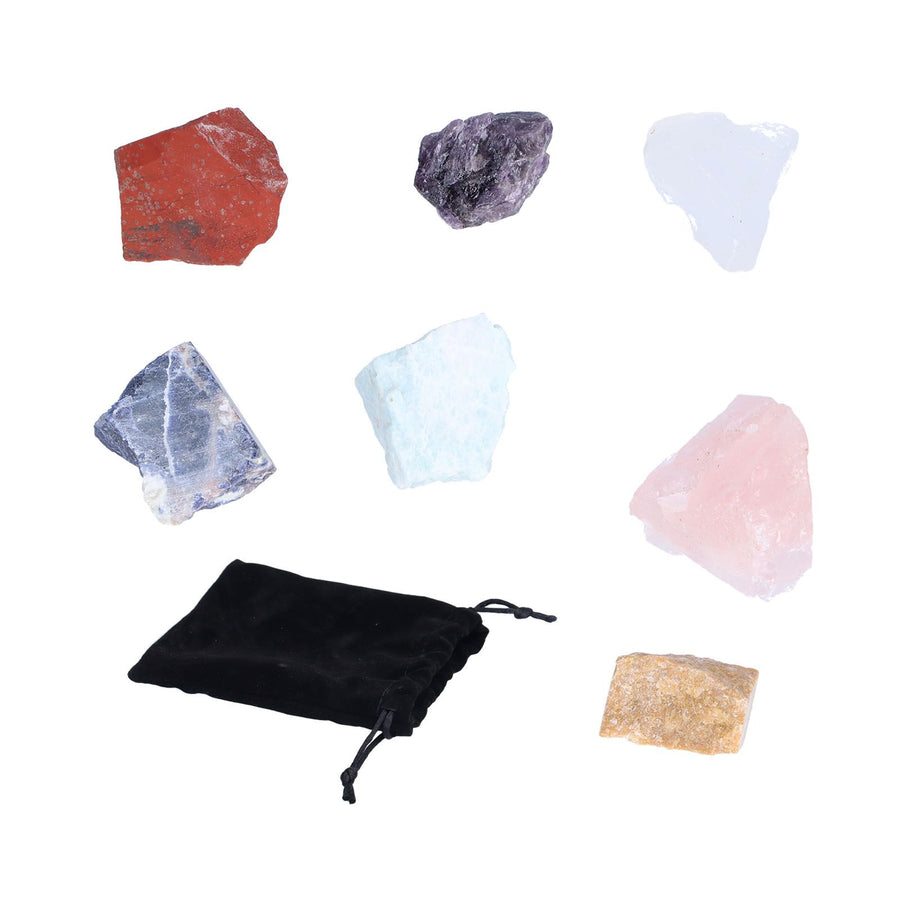 7Pcs Crystal Gemstones Healing Crystal Chakra Balance Stone Set with Storage Bag for Home Office
