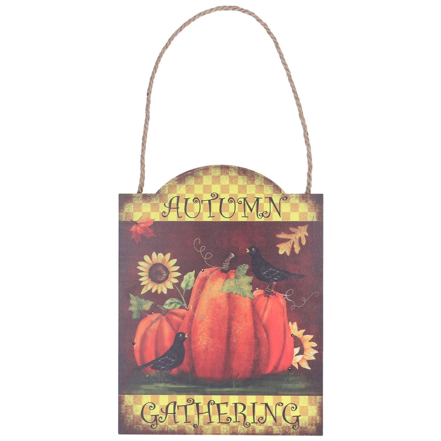 Pumpkin Turkey Pattern Wooden Hanging Board Sign with LED Light for Indoor Outdoor Thanksgiving