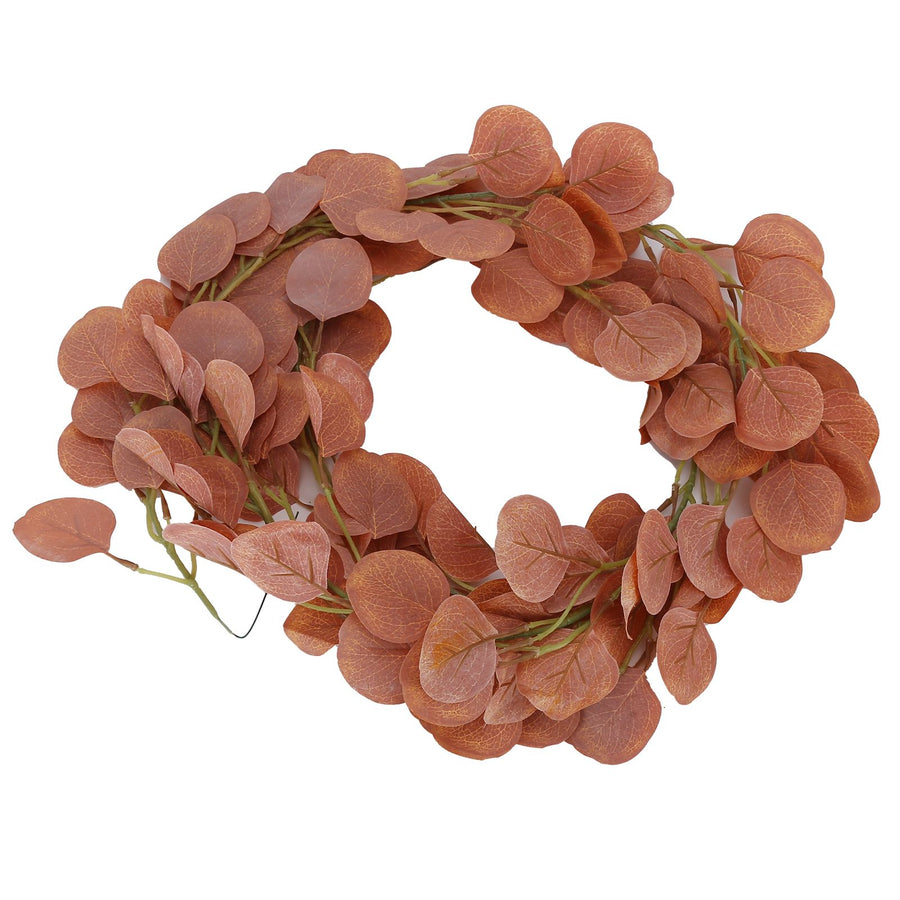 Fake Leaves Fabric Simulated Exquisite Greenery Eucalyptus Garland for Home WeddingRed