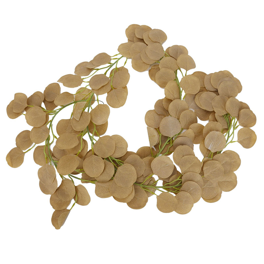 Fake Leaves Fabric Simulated Exquisite Greenery Eucalyptus Garland for Home WeddingYellow