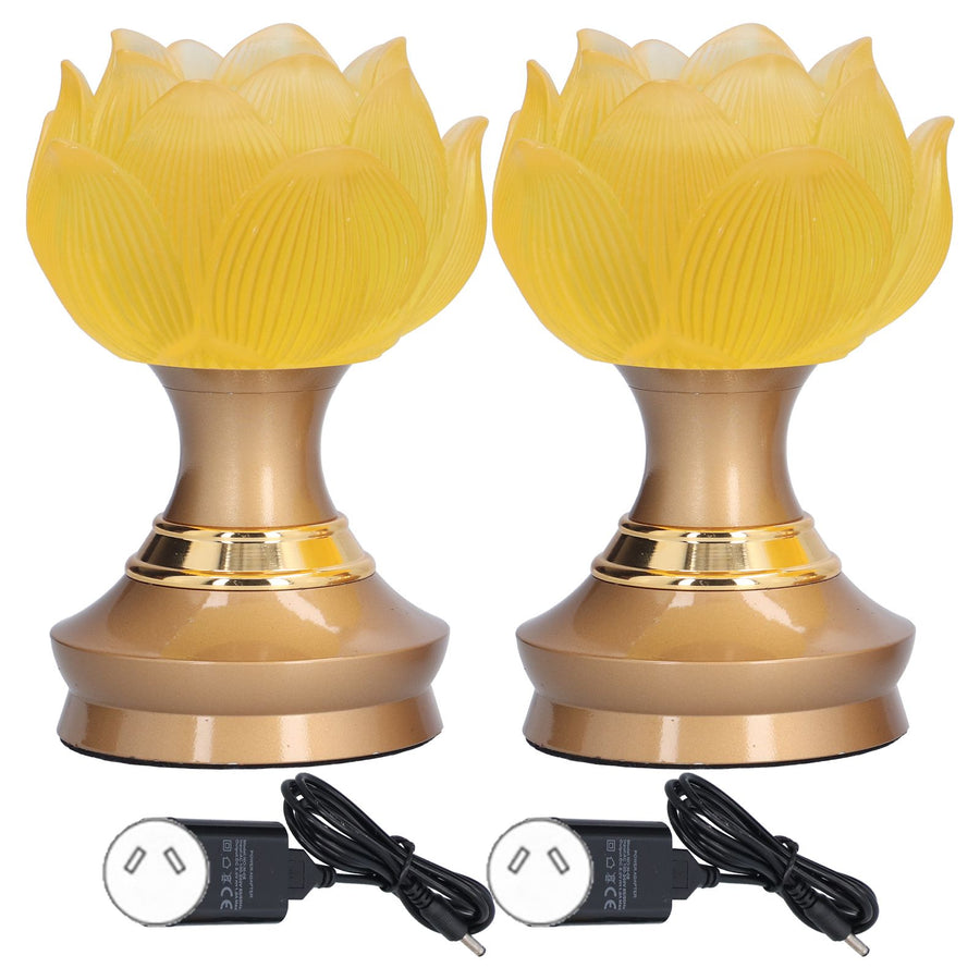 2 Set LED Buddhist Light Yellow Buddha Lamp Adjustable Buddhist Flower Light Buddhism SupplyAU Plug 100-240V