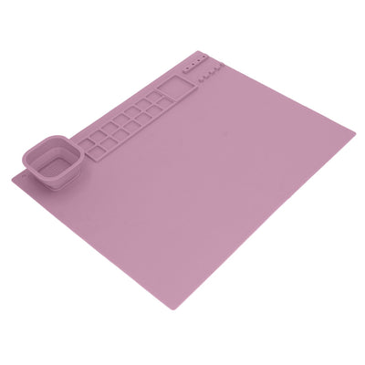 Silicone Painting Mat with Cup DIY Cultivate Artistic Talent Easy To Wipe Silicone Art Mat for Boys Girls Art Supplies Pink