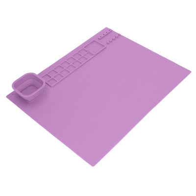 Silicone Painting Mat with Cup DIY Cultivate Artistic Talent Easy To Wipe Silicone Art Mat for Boys Girls Art Supplies Purple