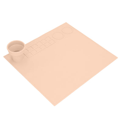 Silicone Painting Mat Prevent Slip Thick Large Kids Craft Art Mat with Cup for Doodling DIY Orange