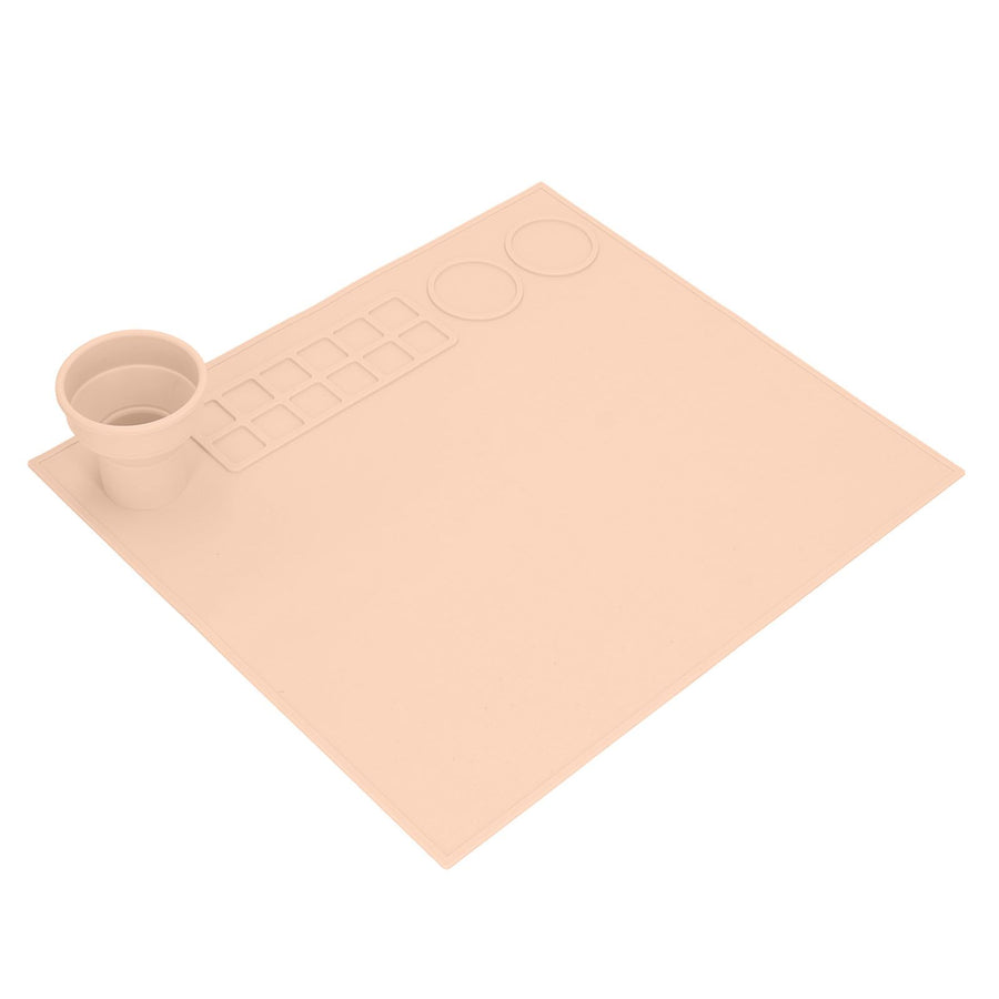 Silicone Painting Mat Prevent Slip Thick Large Kids Craft Art Mat with Cup for Doodling DIY Orange