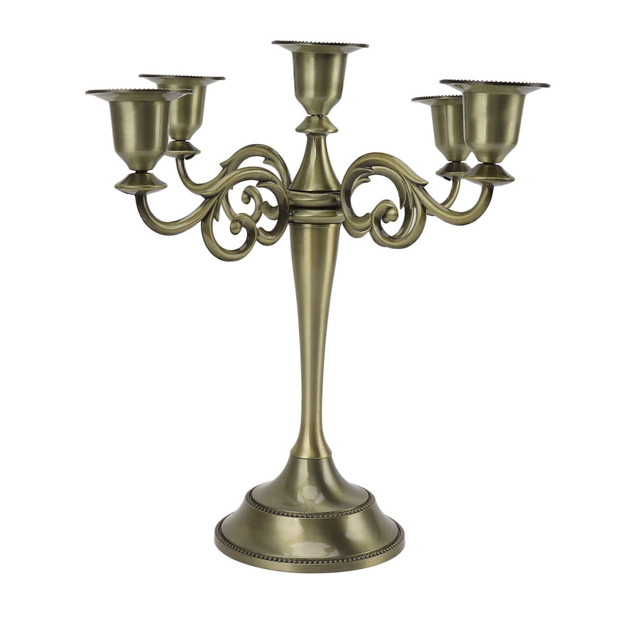 5 Arm Candlestick Holder Iron Retro Decorative Candle Holder Centerpiece for Home Church Cyan